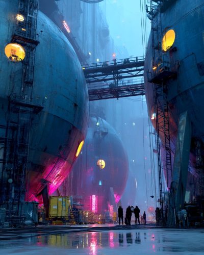Futuristic Industrial Urban Landscapes AI Artwork