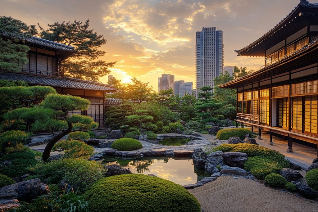 Japanese Golden Courtyard Houses and Zen Gardens AI Artwork 13