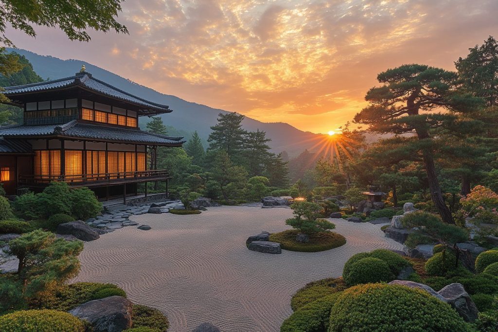 Japanese Golden Courtyard Houses and Zen Gardens AI Artwork 16