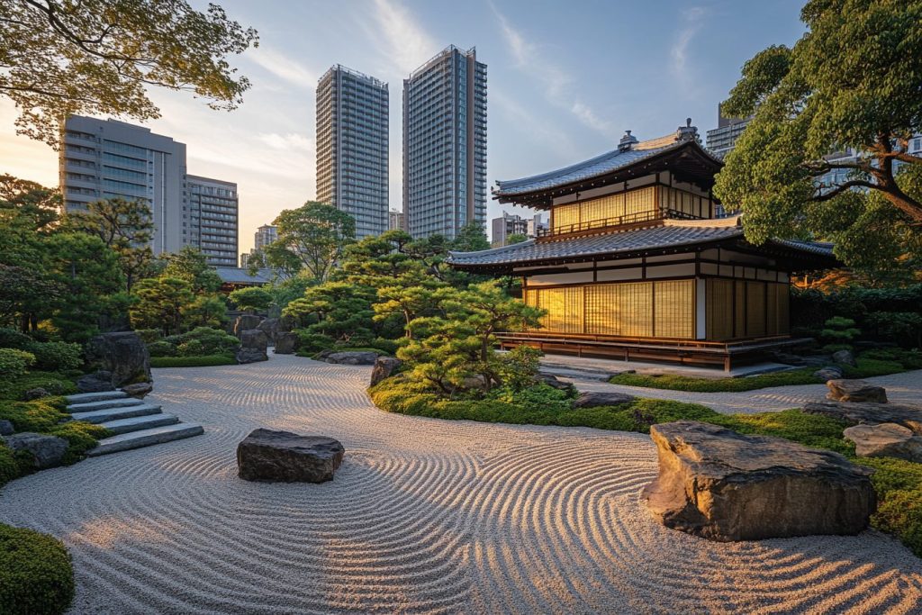 Japanese Golden Courtyard Houses and Zen Gardens AI Artwork 17