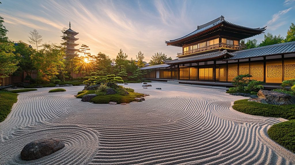Japanese Golden Courtyard Houses and Zen Gardens AI Artwork 18