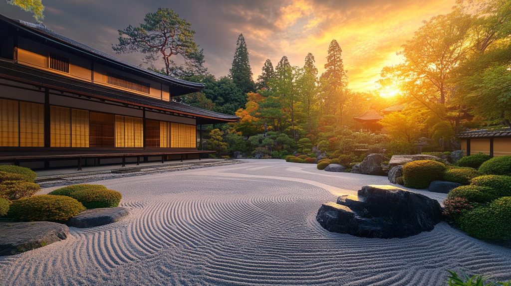 Japanese Golden Courtyard Houses and Zen Gardens AI Artwork 19