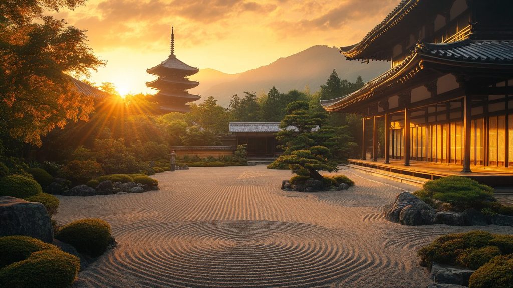 Japanese Golden Courtyard Houses and Zen Gardens AI Artwork 21