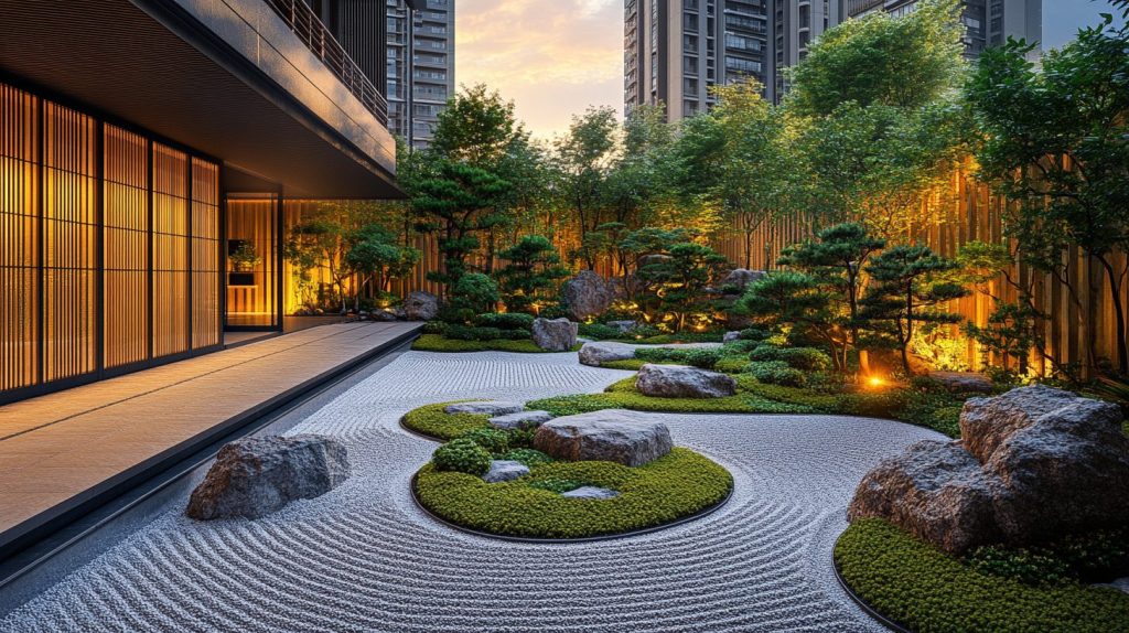 Japanese Golden Courtyard Houses and Zen Gardens AI Artwork 22