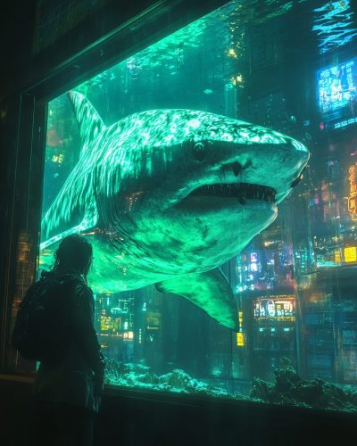 The Cyberpunk Shark Aquariums AI Artwork