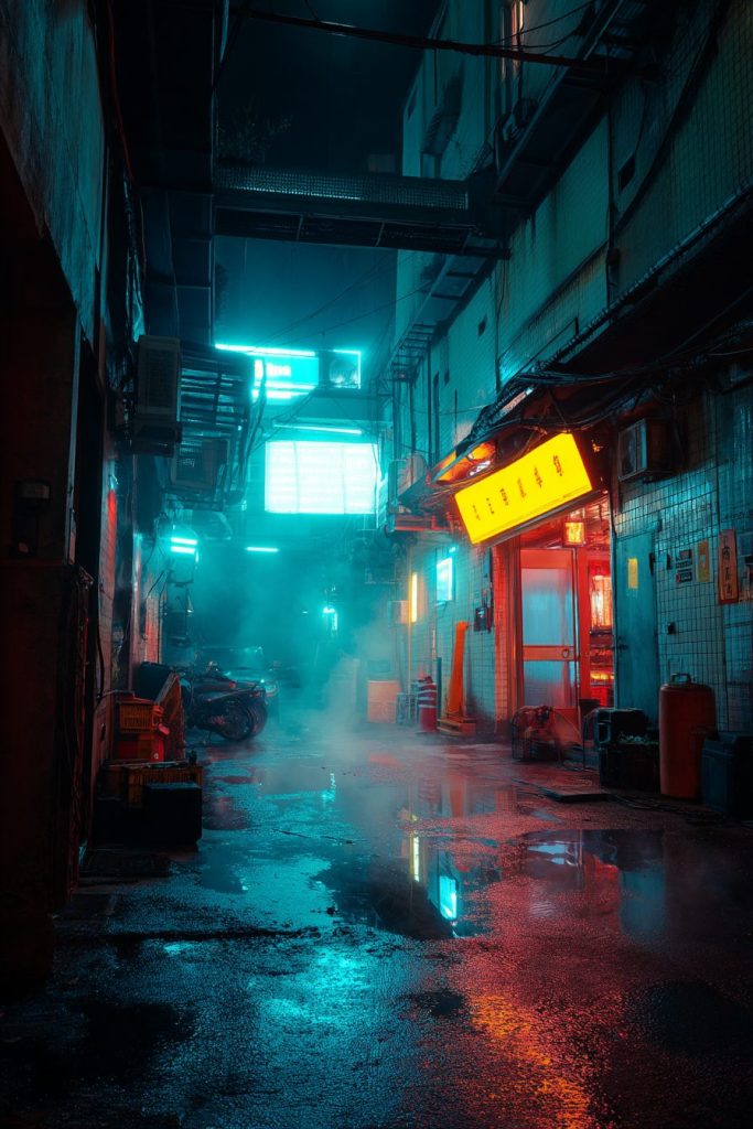 The Streets of Cyberpunk City AI Artwork 13
