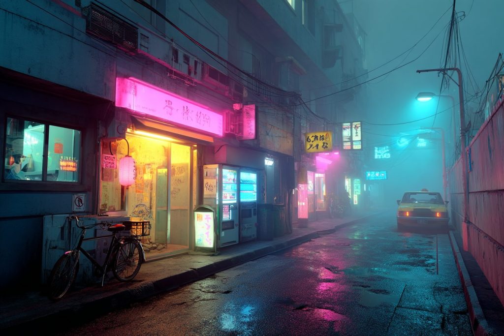 The Streets of Cyberpunk City AI Artwork 14
