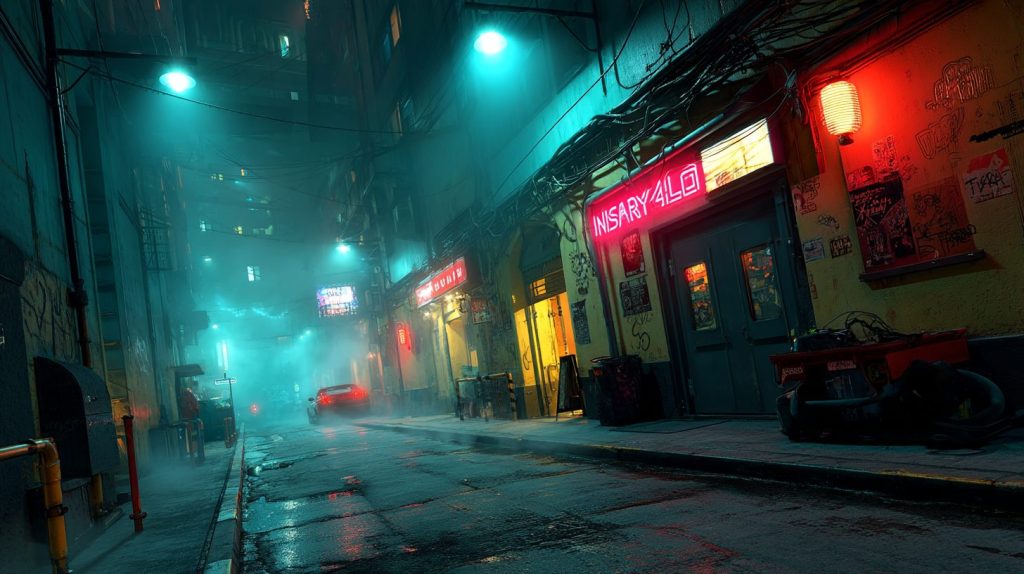 The Streets of Cyberpunk City AI Artwork 16
