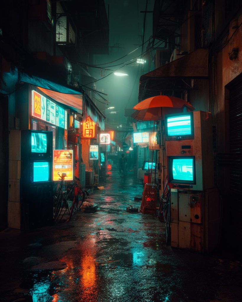 The Streets of Cyberpunk City AI Artwork 3