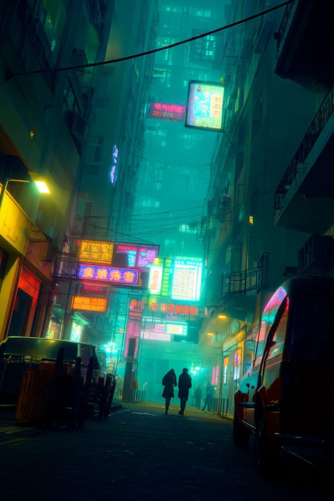 The Streets of Cyberpunk City AI Artwork 6