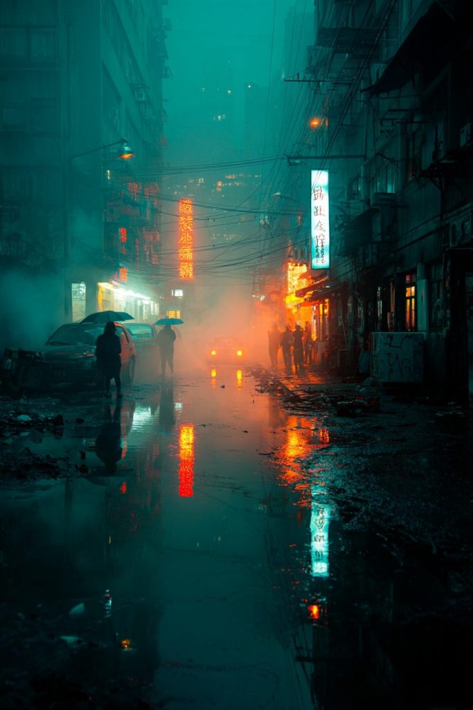 The Streets of Cyberpunk City AI Artwork 9
