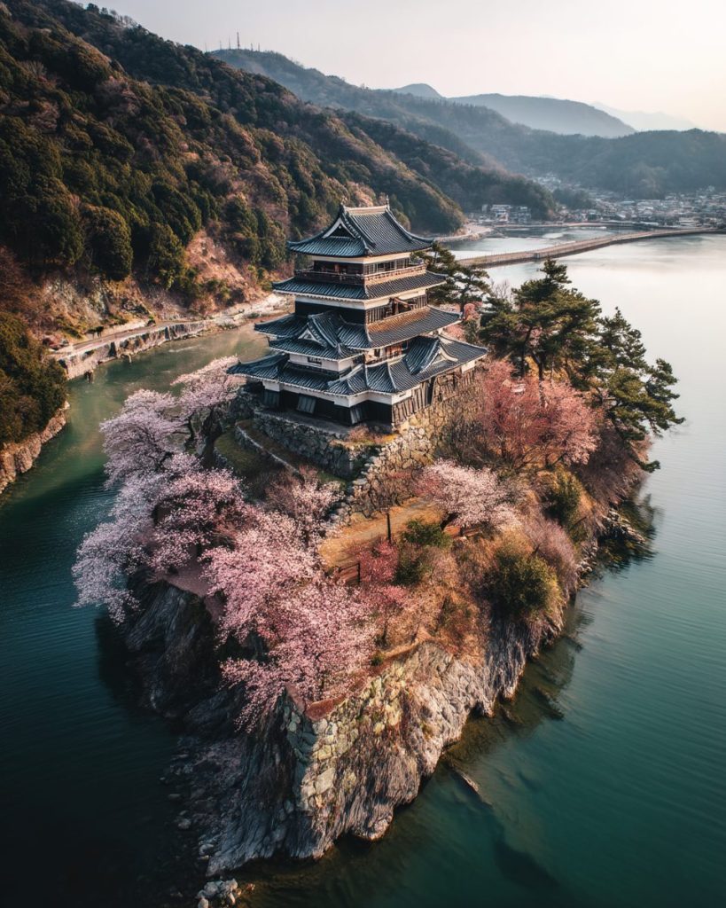The Waterfront Japanese Castles AI Artwork 10