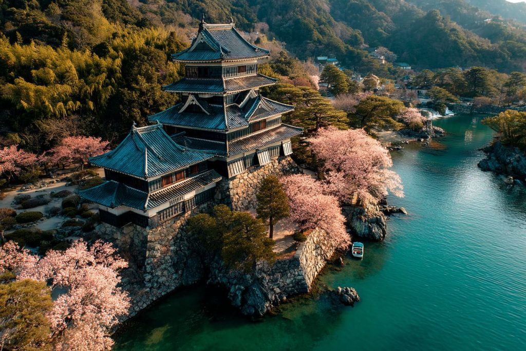 The Waterfront Japanese Castles AI Artwork 11