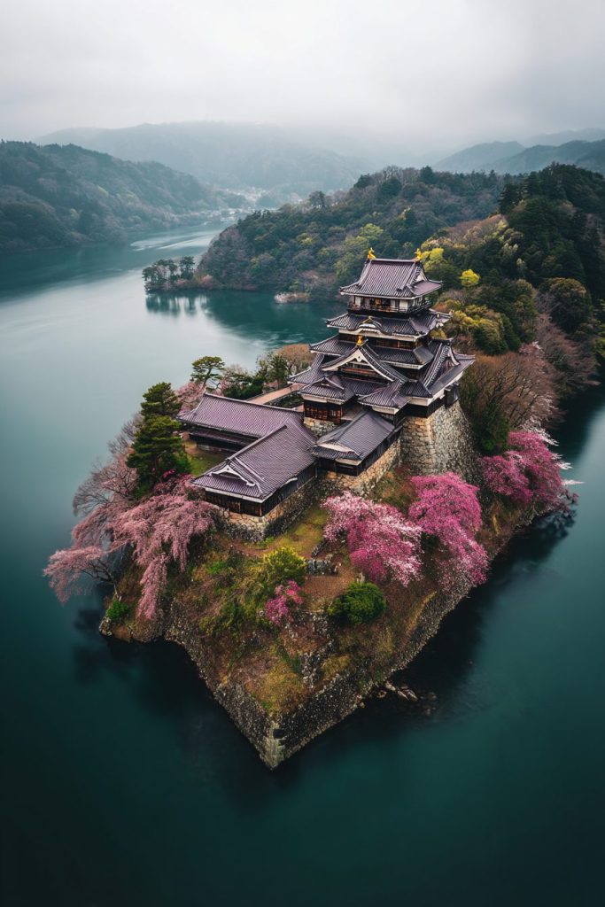 The Waterfront Japanese Castles AI Artwork 14