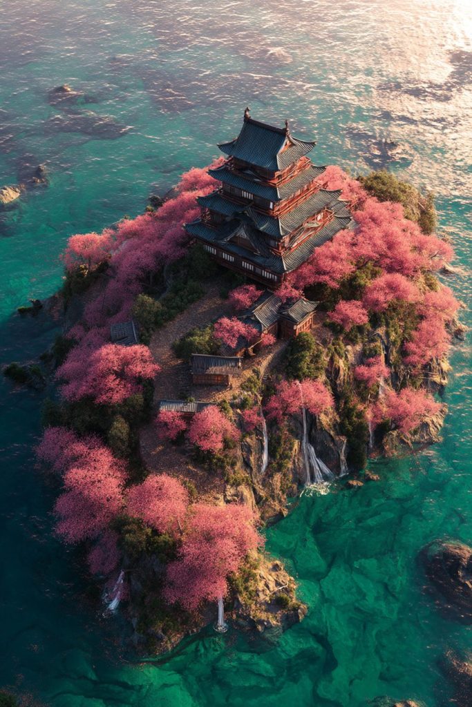 The Waterfront Japanese Castles AI Artwork 15