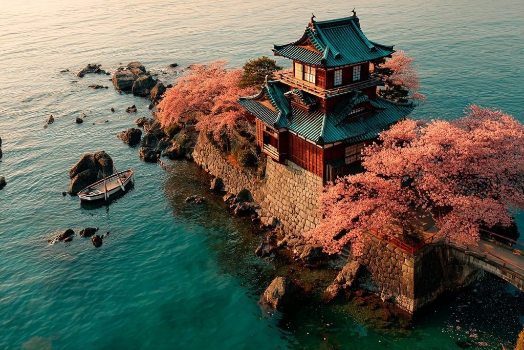 The Waterfront Japanese Castles AI Artwork 17