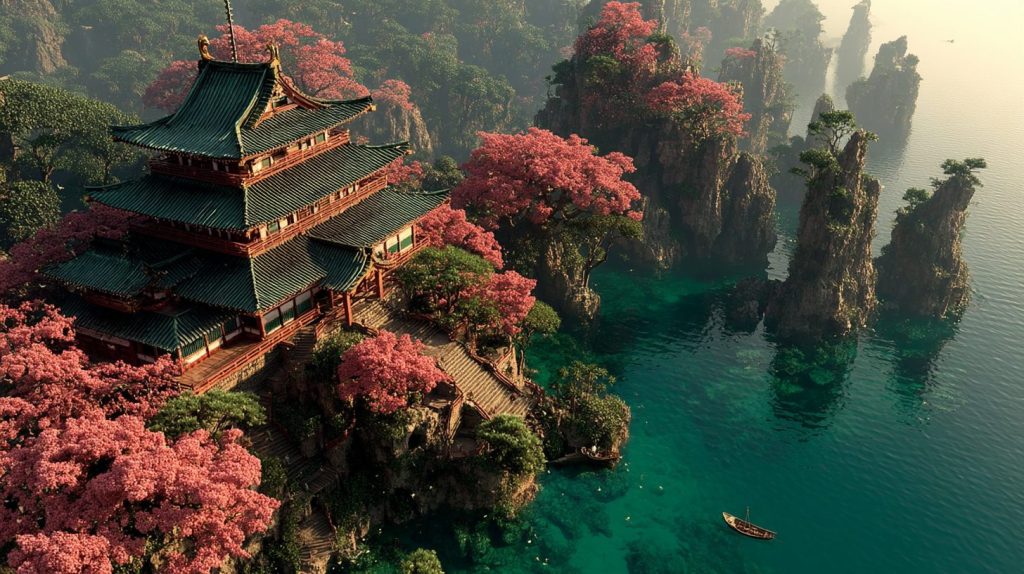 The Waterfront Japanese Castles AI Artwork 19