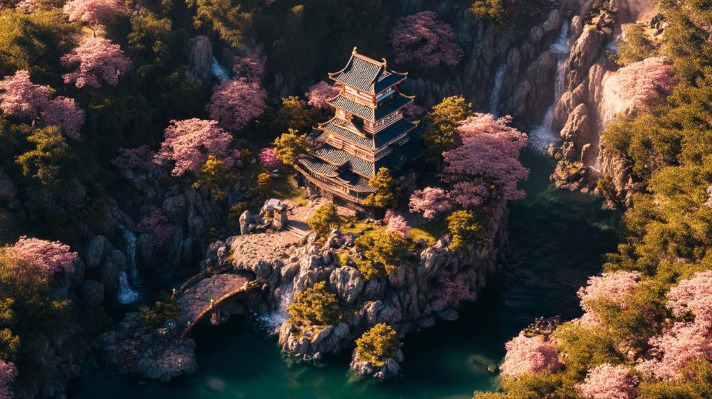 The Waterfront Japanese Castles AI Artwork 21