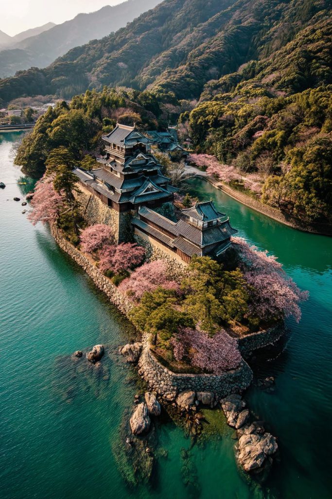 The Waterfront Japanese Castles AI Artwork 7