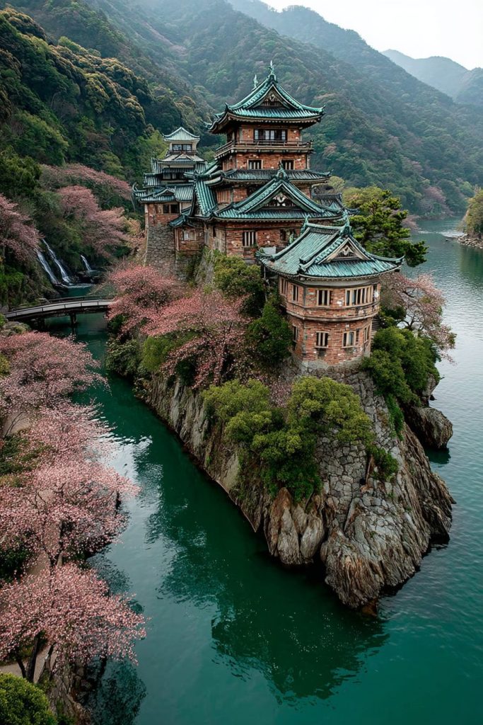 The Waterfront Japanese Castles AI Artwork 8