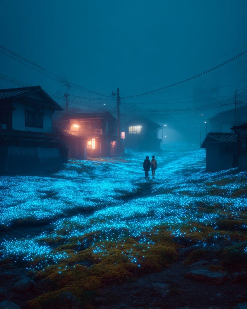 A Japanese Town covered with Flowers AI Artwork 6