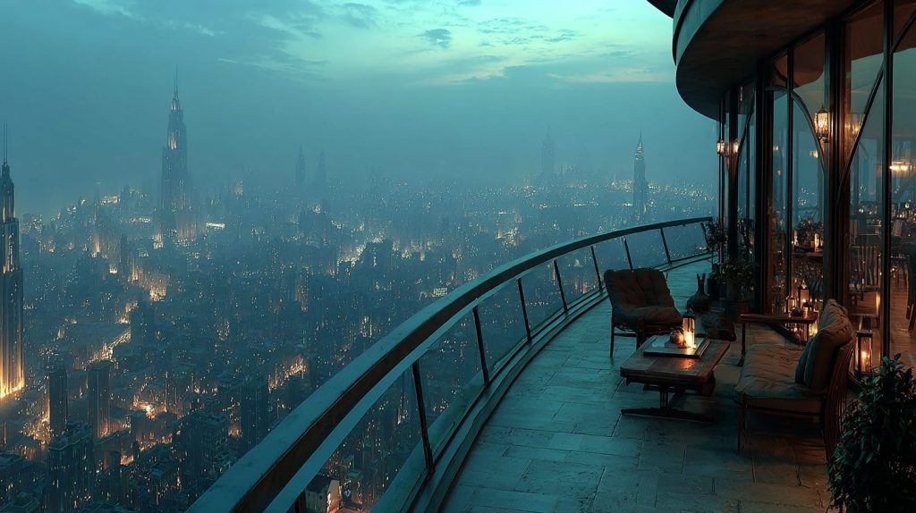 Apartment Balconies with Amazing Cityscape Views AI Artwork 16