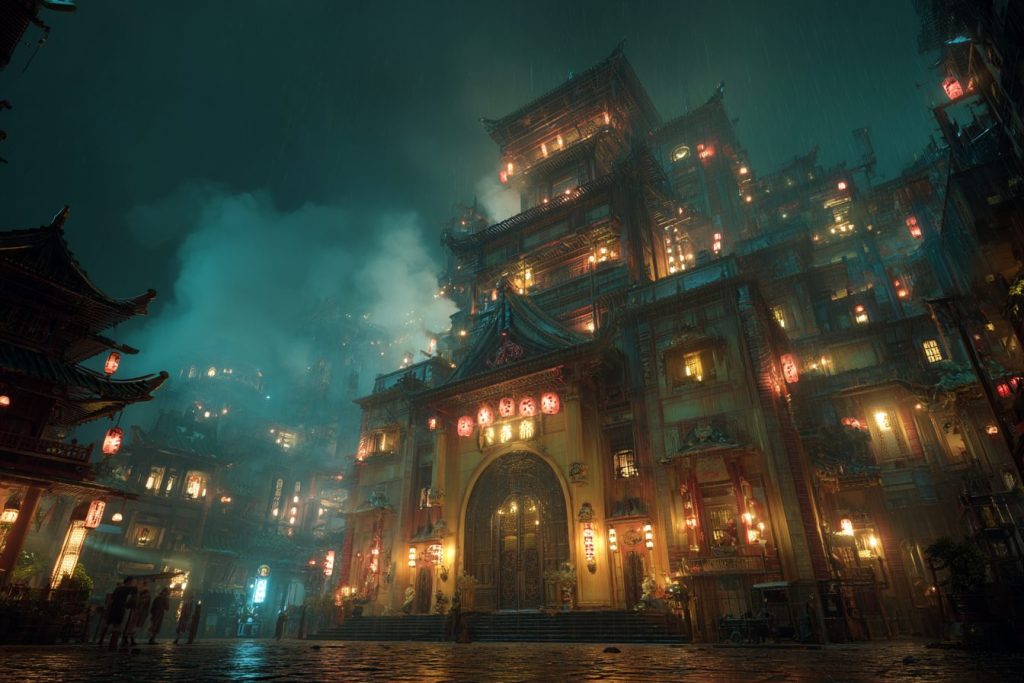 Chinese Temples with a Touch of Steampunk Vibes AI Artwork 19