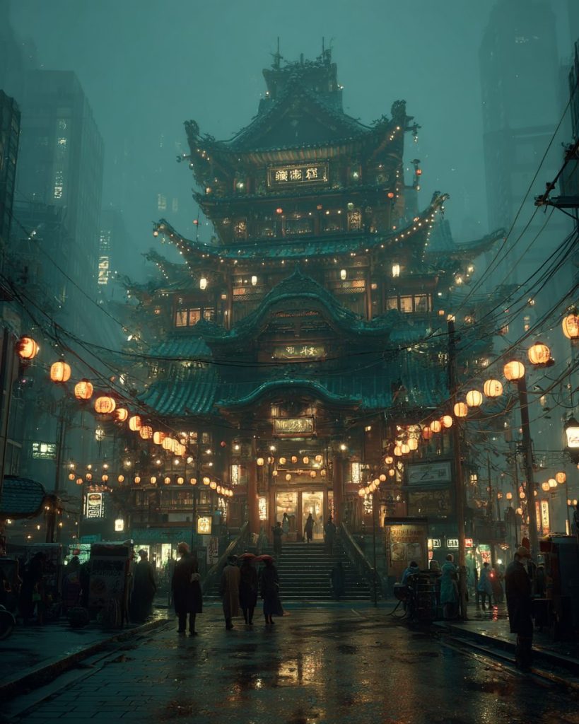 Chinese Temples with a Touch of Steampunk Vibes AI Artwork 2