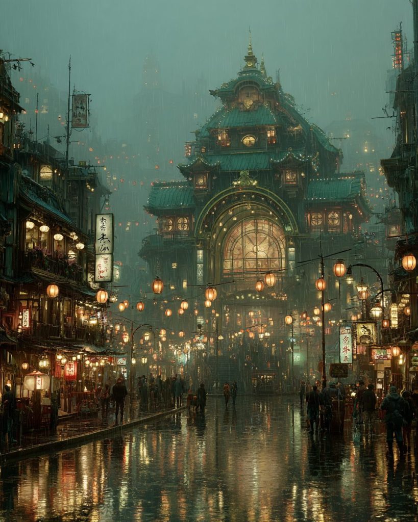 Chinese Temples with a Touch of Steampunk Vibes AI Artwork 3