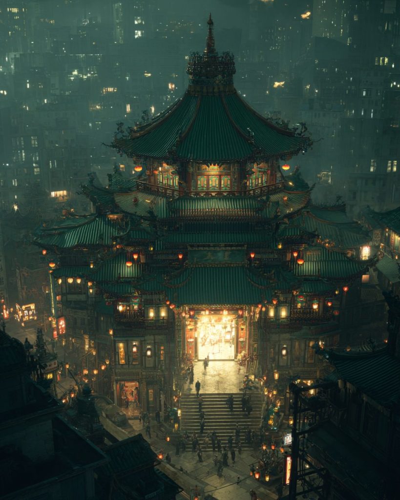 Chinese Temples with a Touch of Steampunk Vibes AI Artwork 8
