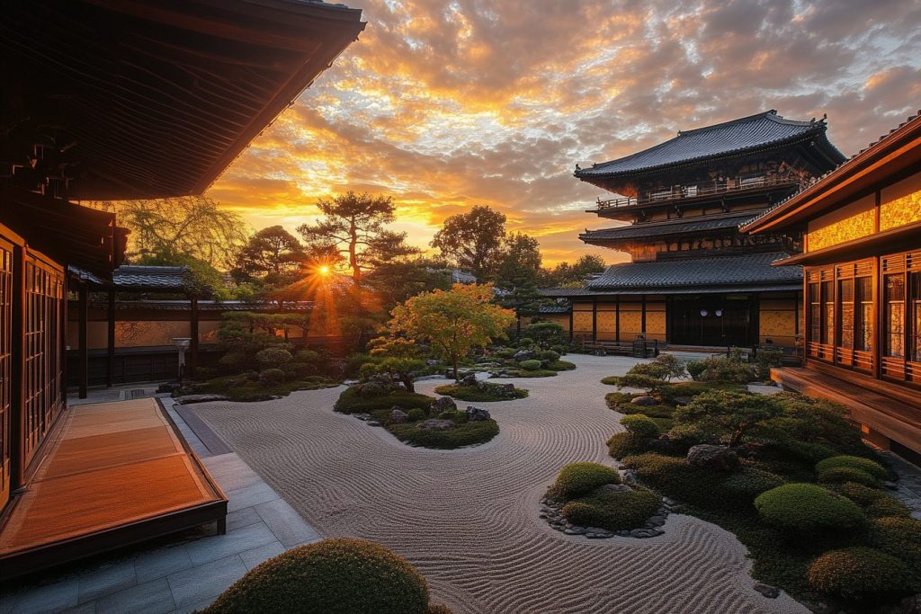 Japanese Golden Courtyard Houses and Zen Gardens AI Artwork 25