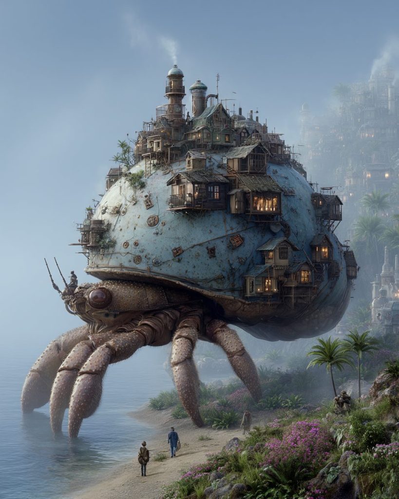 Steampunk Mobile Houses AI Artwork 3