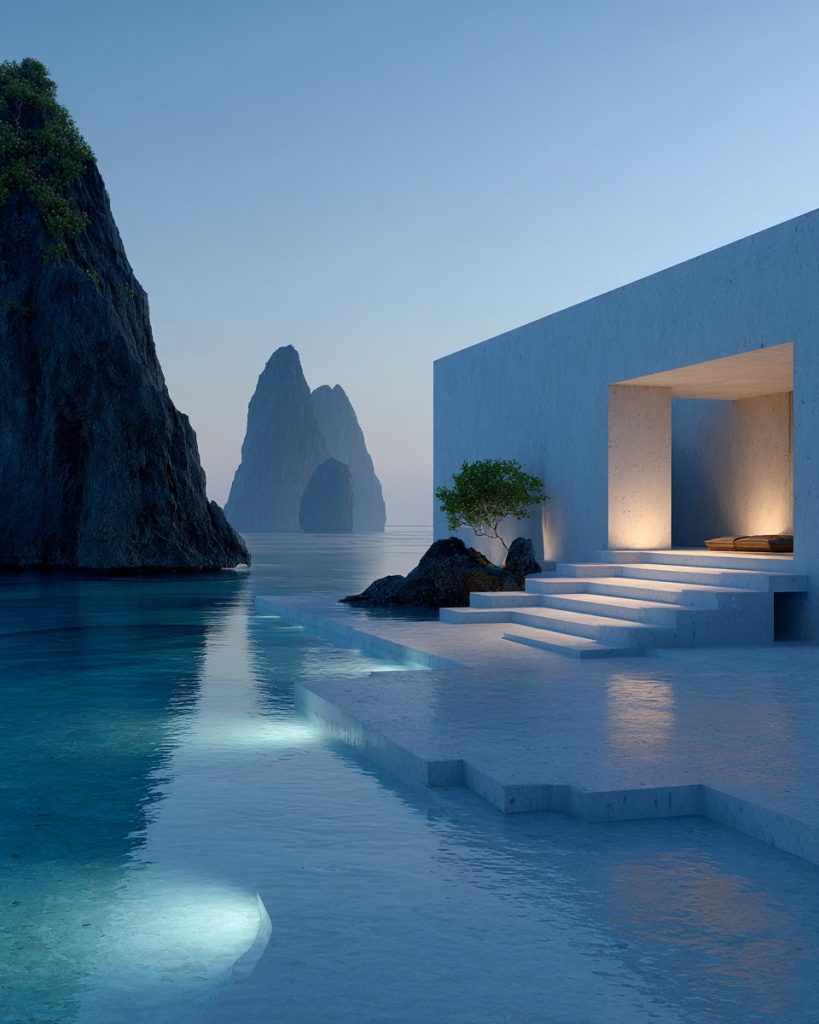 The Minimalistic Beach Houses AI Artwork 2