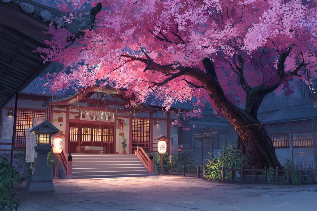Beautiful Courtyard Gardens - Anime-Style AI Artwork 6