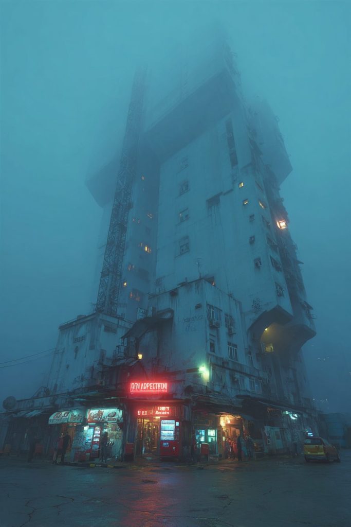 Cyberpunk Dystopian Commercial Buildings AI Artwork 10