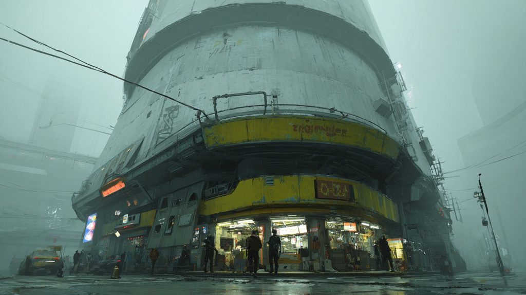 Cyberpunk Dystopian Commercial Buildings AI Artwork 13