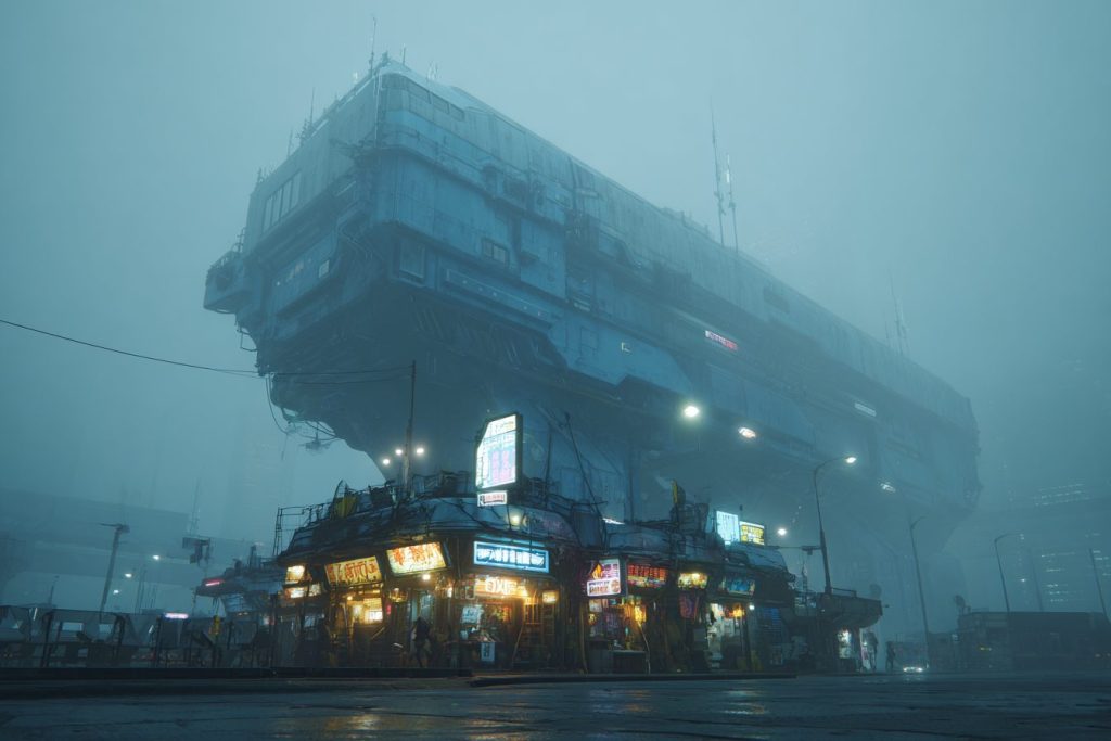Cyberpunk Dystopian Commercial Buildings AI Artwork 14