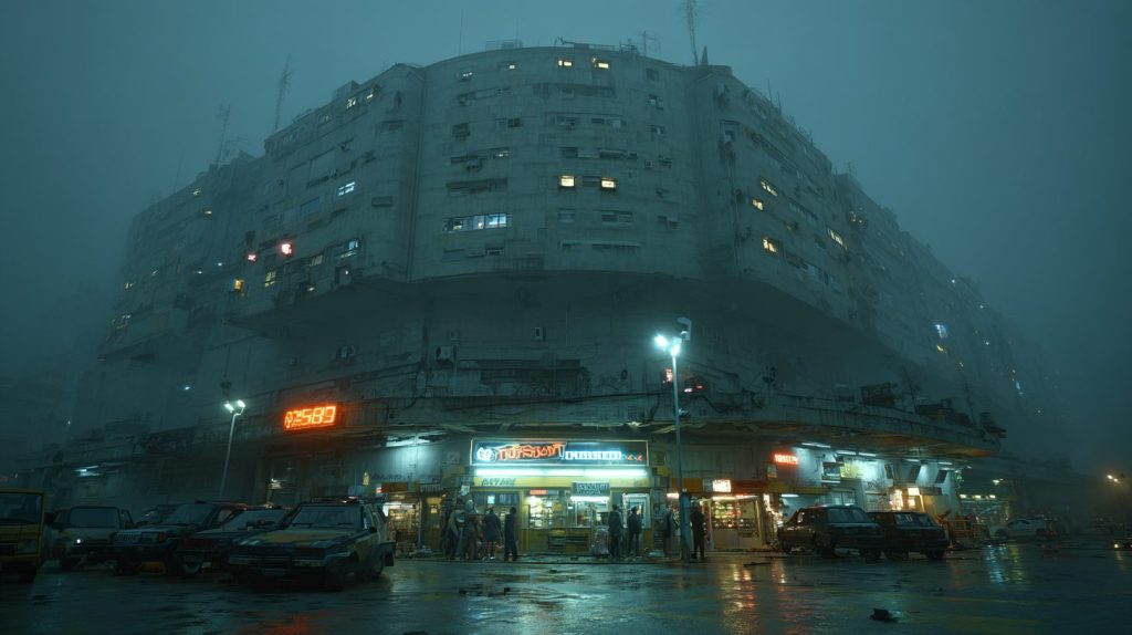 Cyberpunk Dystopian Commercial Buildings AI Artwork 15