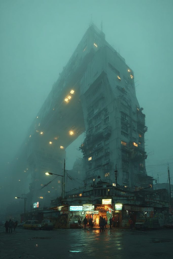 Cyberpunk Dystopian Commercial Buildings AI Artwork 3