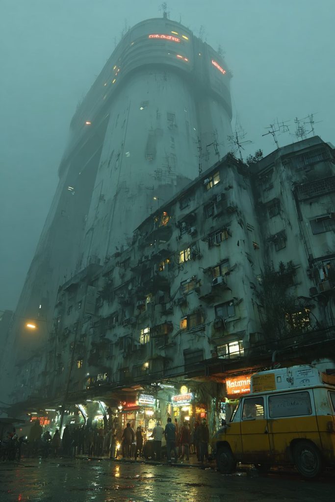 Cyberpunk Dystopian Commercial Buildings AI Artwork 5