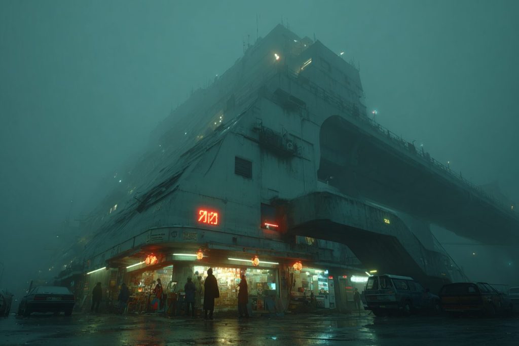 Cyberpunk Dystopian Commercial Buildings AI Artwork 6