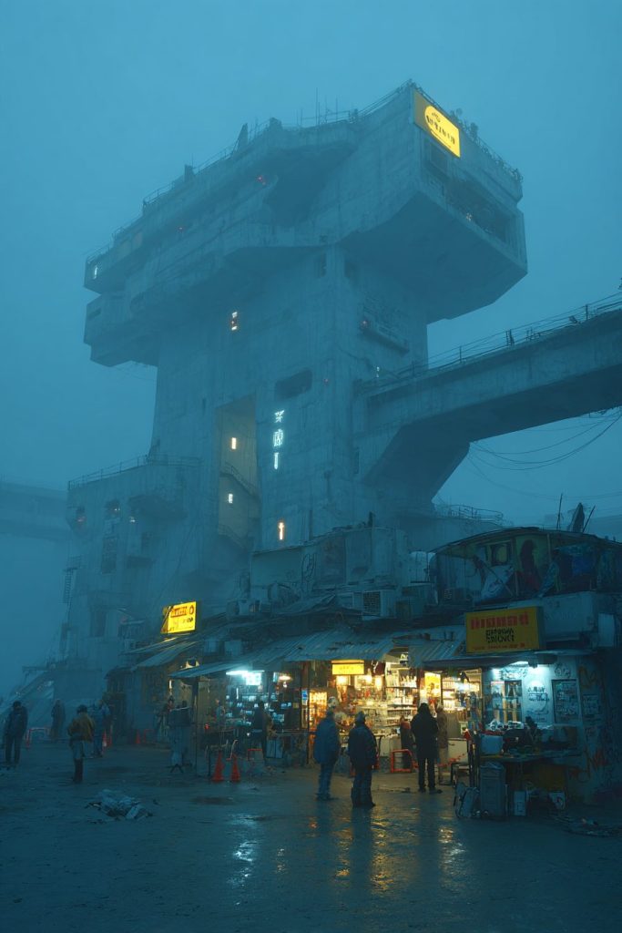 Cyberpunk Dystopian Commercial Buildings AI Artwork 7