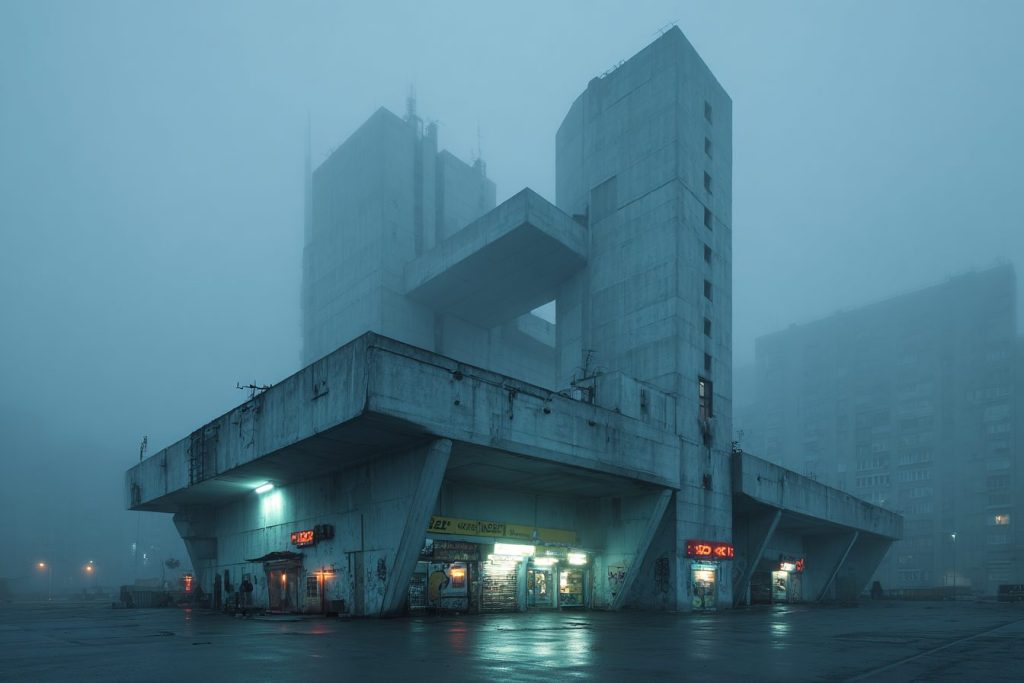 Cyberpunk Dystopian Commercial Buildings AI Artwork 9