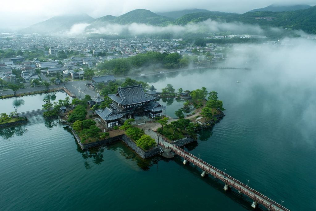 Japanese Lake Temple Islands AI Artwork 8