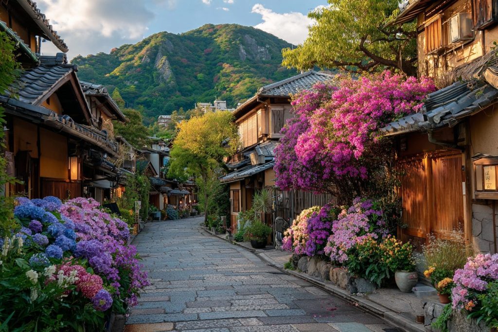 Japanese Rural Towns of Flowers AI Artwork 14