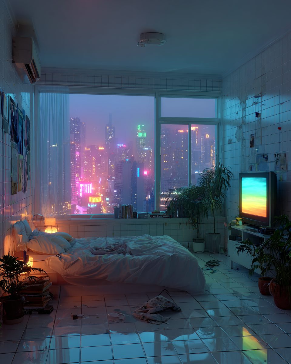 Photo inspiration: Minimalist Tiled Apartment Bedrooms With City Views Photo Inspiration