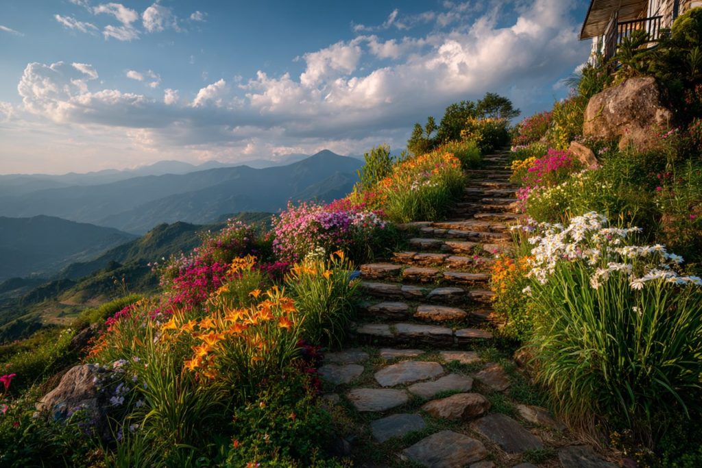 Rustic Steps with Beautiful Landscape Views AI Artwork 13