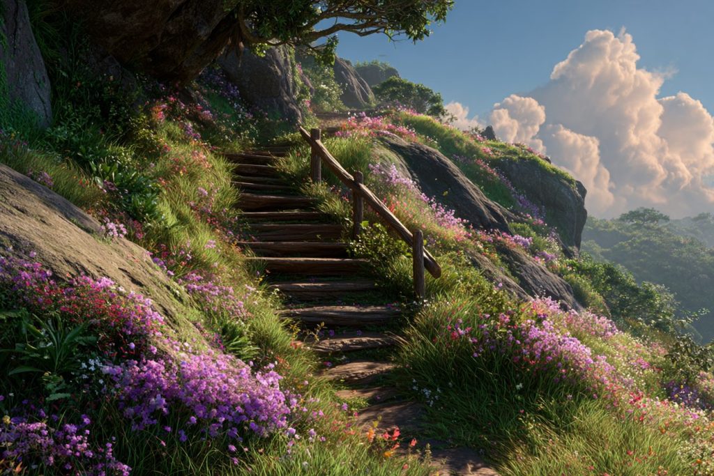 Rustic Steps with Beautiful Landscape Views AI Artwork 14