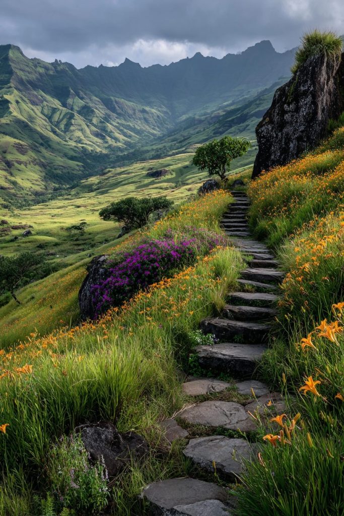Rustic Steps with Beautiful Landscape Views AI Artwork 8