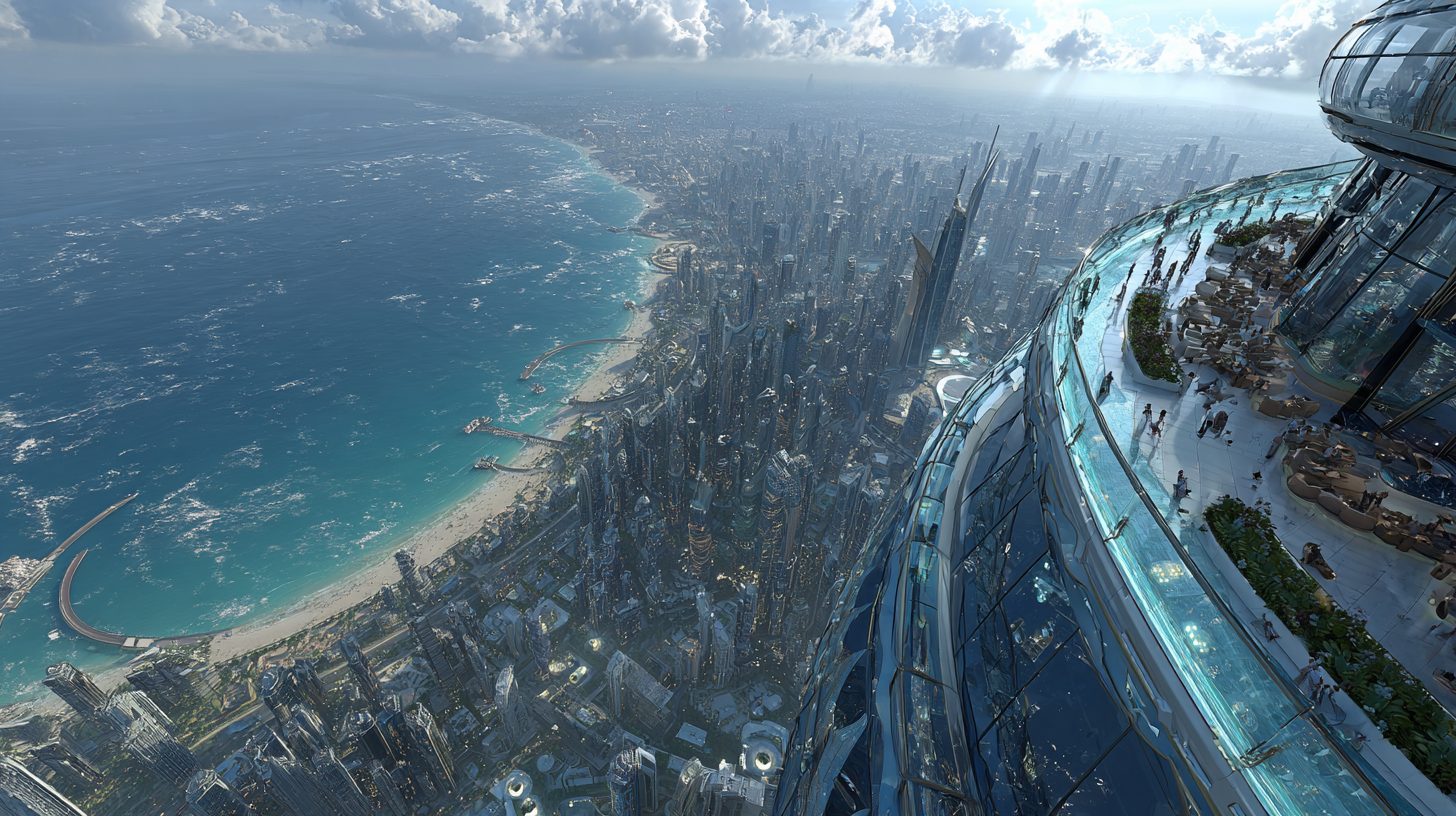 Skyscraper Rooftop with a Seafront View